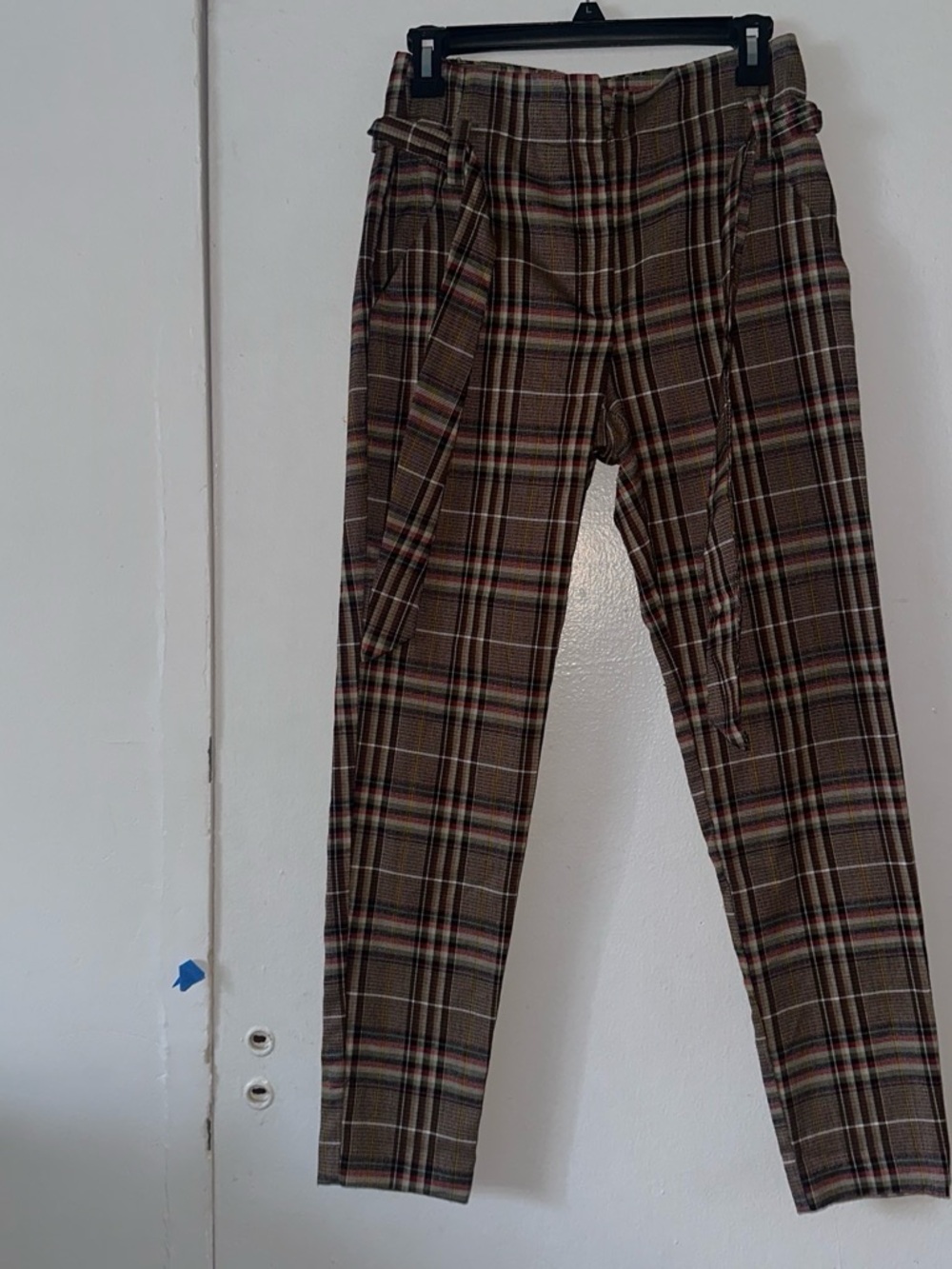 New York & Company Brown Plaid Straight-Leg Pants